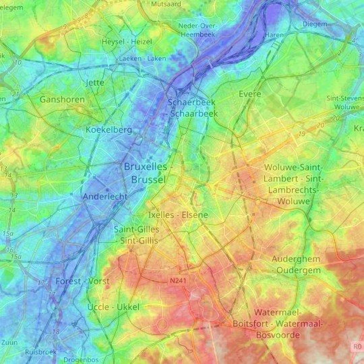 Bruxelles mappa topografica