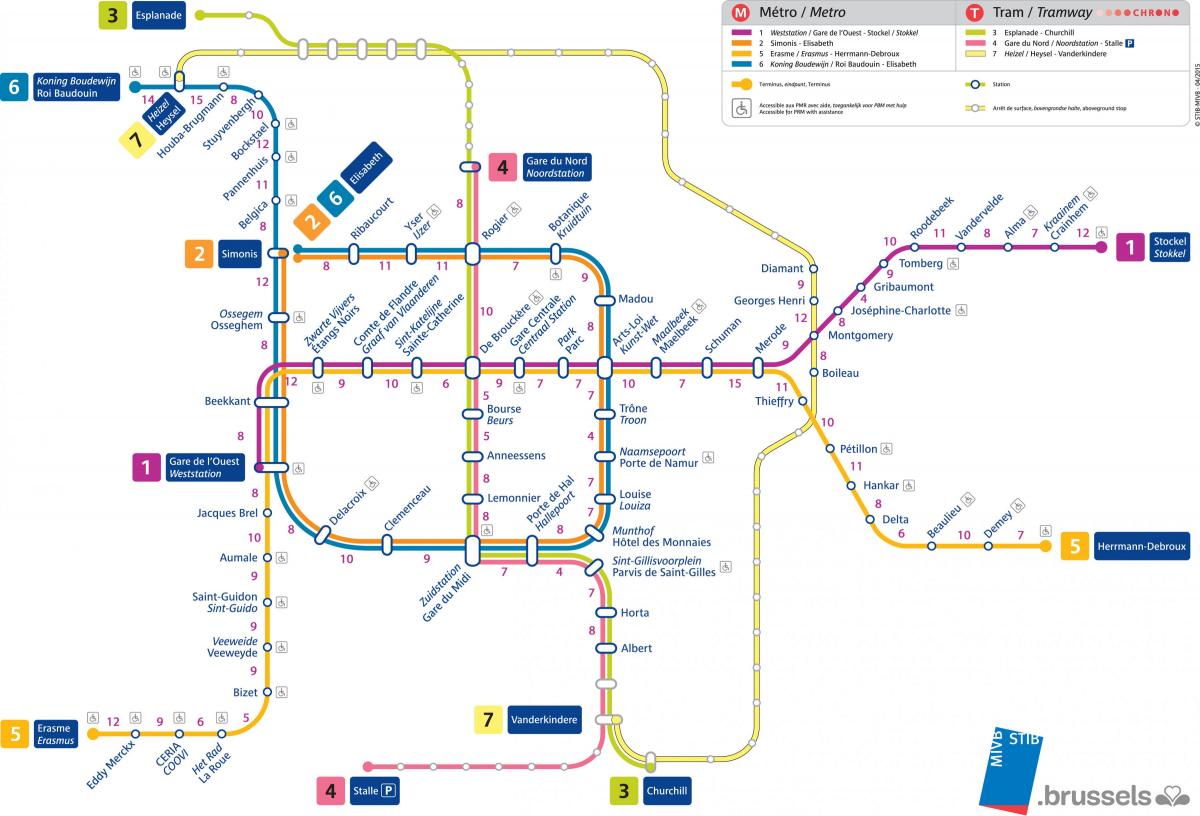 mappa della metropolitana di Bruxelles