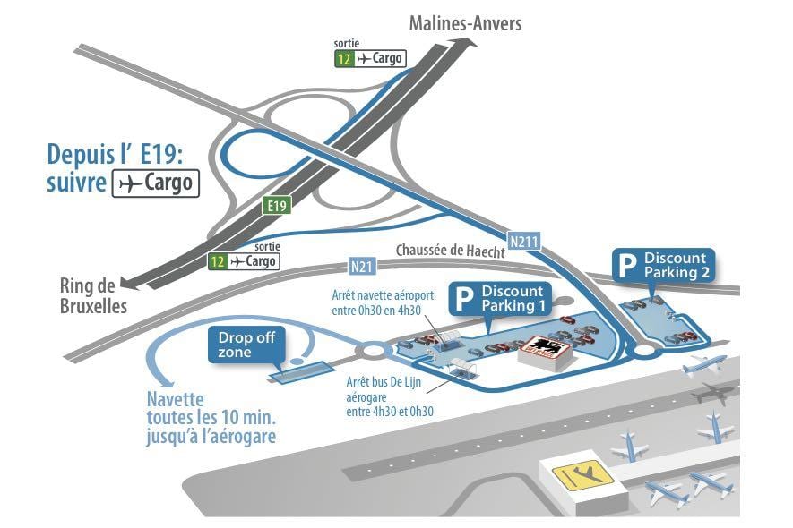 mappa dell'aeroporto di Bruxelles, parcheggio
