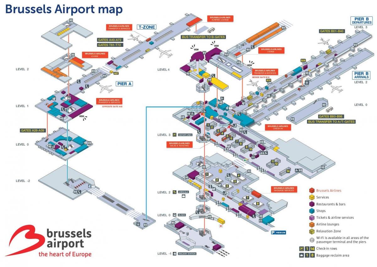 Aeroporto di Bruxelles la mappa