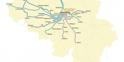 Bruxelles mappa del treno aeroporto