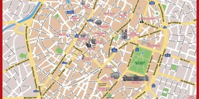 Mappa del centro città di Bruxelles grand place